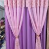 China double layer curtain 5 kuchi.Purple and light pink