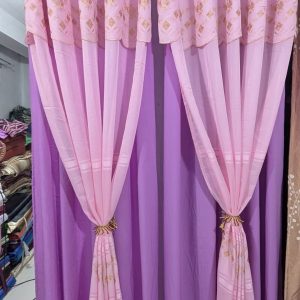 China double layer curtain 5 kuchi.Purple and light pink
